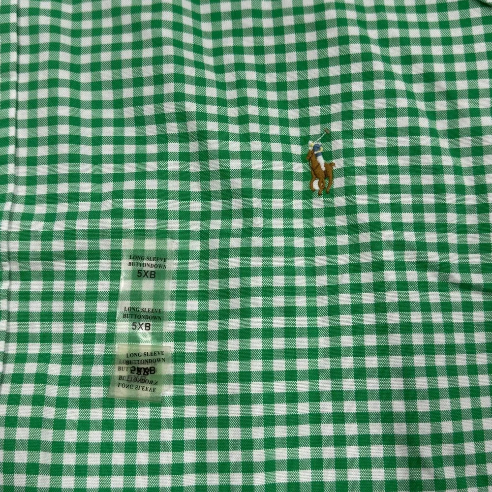 Polo Ralph Lauren Mens 5XB Green Gingham Check Button Down Shirt Classic Fit NWT